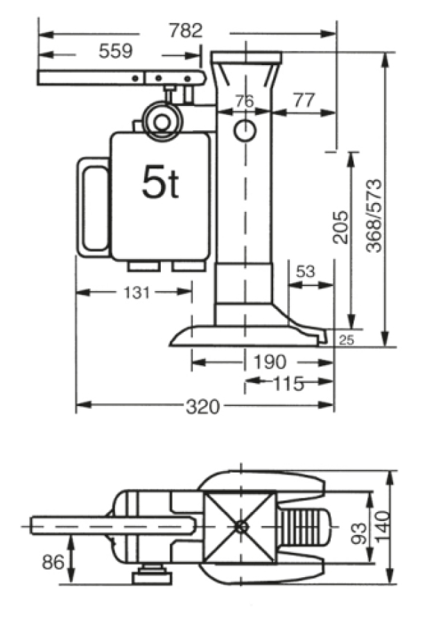 Hydraulische machineheffer 5 Ton